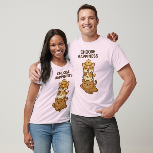 Cute Animal Stack Illustration T-shirt (Unisex)