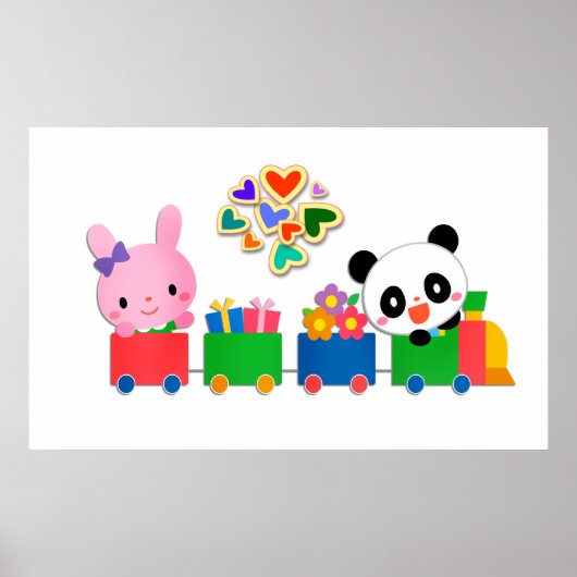 Cute Animal Train Poster (Voorkant)