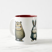 Cute Animal Trio Coffee Cup Tweekleurige Koffiemok (Voorkant links)