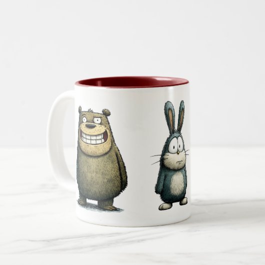 Cute Animal Trio Coffee Cup Tweekleurige Koffiemok (Voorkant links)