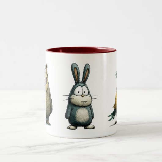 Cute Animal Trio Coffee Cup Tweekleurige Koffiemok (Center)