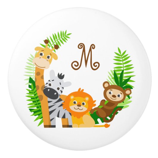 Cute animal Vrienden monogrammed Keramische Knop (Voorkant)