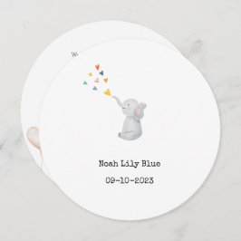 Cute Animal Watercolor Elephant Hearts Card Kaart