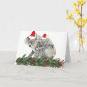 Cute Animal Waterverf Family Kerstmis Koala Kaart (Gele Bloem)
