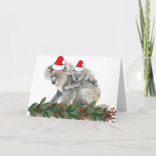 Cute Animal Waterverf Family Kerstmis Koala Kaart