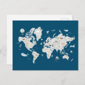 Cute Animal Wereldkaart Briefkaart (Voorkant / Achterkant)