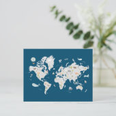 Cute Animal Wereldkaart Briefkaart (Staand voorkant)