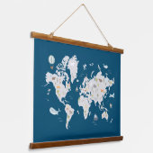 Cute Animal Wereldkaart Hangend Wandkleed (Gebogen)