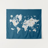 Cute Animal Wereldkaart Wandkleed (Voorkant (horizontaal))