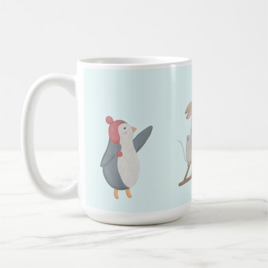 Cute animal winter scène koffiemok (Links)