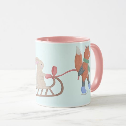 Cute animal winter scène mok (Voorkant rechts)