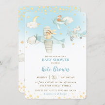 Cute Animals Airplanes Stars Sky Baby shower Boy