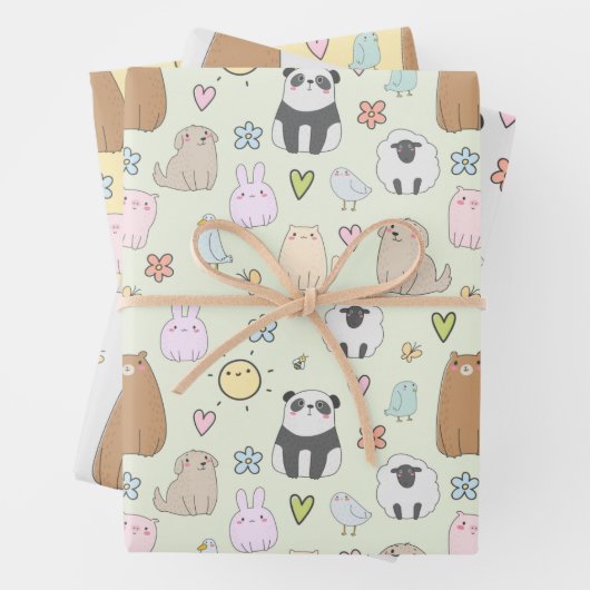 Cute Animals and Birds Pattern Wrapping Paper Baby (In situ)