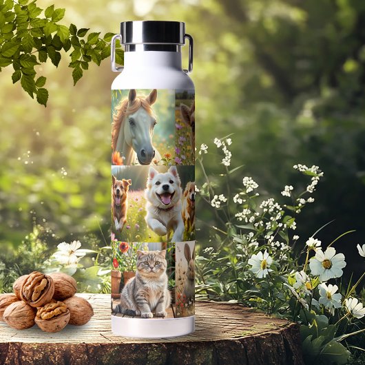 Cute Animals and Pets Artistic Photo Collage Waterfles