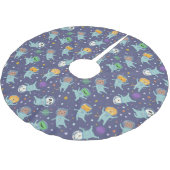 Cute Animals Astronauts pensed Polyester Tree Ski Kerstboom Rok (Gekanteld)