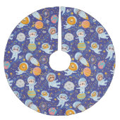 Cute Animals Astronauts pensed Polyester Tree Ski Kerstboom Rok (Voorkant)
