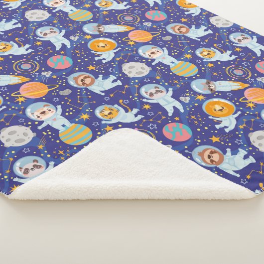 Cute Animals Astronauts Sherpa Blanket Deken (3/4)