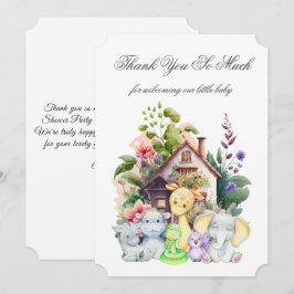 Cute Animals Baby Shower Bedankkaart Kaart