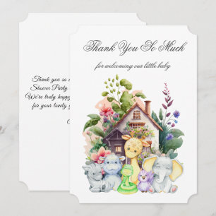 Cute Animals Baby Shower Bedankkaart Kaart