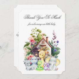 Cute Animals Baby shower Hartelijk dank Kaart