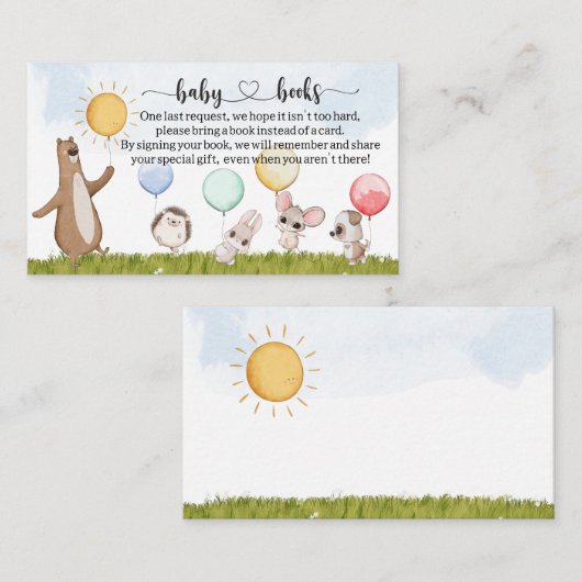 Cute Animals Baby shower I Birthday Book request Informatiekaartje (Voorkant / Achterkant)