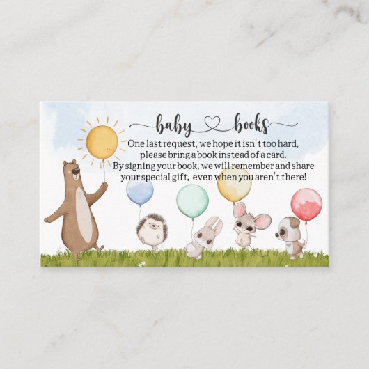 Cute Animals Baby shower I Birthday Book request Informatiekaartje (Voorkant)