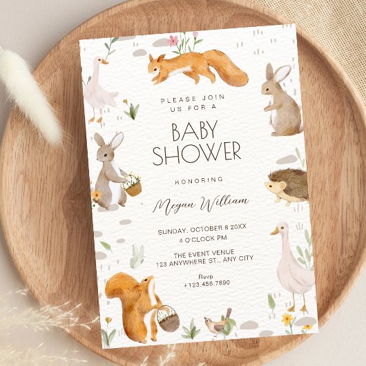 Cute animals baby shower kaart