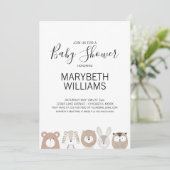 Cute Animals Baby shower Party Invitation Card Kaart (Staand voorkant)