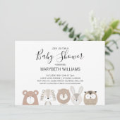 Cute Animals Baby shower Party Invitation Card Kaart (Staand voorkant)
