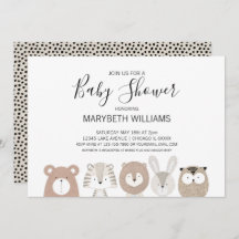 Cute Animals Baby shower Party Invitation Card