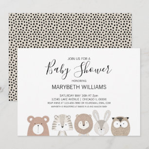 Cute Animals Baby shower Party Invitation Card Kaart