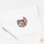 Cute Animals baby shower rood en blauw Ronde Sticker (Envelop)