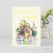 Cute Animals Baby Shower Uitnodiging | Geel (Staand voorkant)