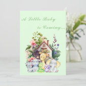 Cute Animals Baby Shower Uitnodiging | Mint (Staand voorkant)