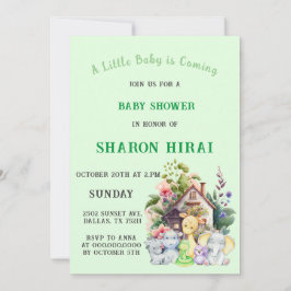 Cute Animals Baby Shower Uitnodiging | Mint