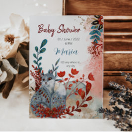 Cute Animals baby shower uitnodiging rood en blauw