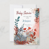 Cute Animals baby shower uitnodiging rood en blauw (Voorkant)