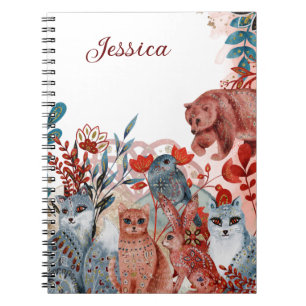 Cute Animals baby shower uitnodiging rood en blauw Notitieboek