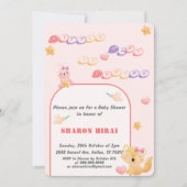 Cute Animals Baby Shower Uitnodiging - Roze (Voorkant)