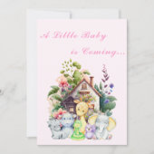 Cute Animals Baby Shower Uitnodiging | Roze (Voorkant)