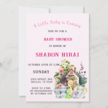 Cute Animals Baby Shower Uitnodiging | Roze