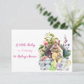Cute Animals Baby Shower Uitnodiging | Roze | Hori (Staand voorkant)