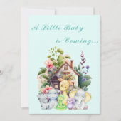 Cute Animals Baby Shower Uitnodiging | Turquoise (Voorkant)