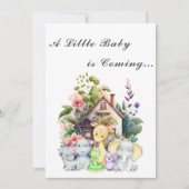 Cute Animals Baby Shower Uitnodiging | Wit (Voorkant)