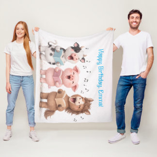 Cute Animals Band Birthday Fleece Deken