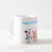 Cute Animals Band Birthday Koffiemok (Voorkant links)