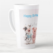 Cute Animals Band Birthday Latte Mok (Linkerhoek)
