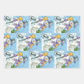 Cute Animals Building a Snowman for Christmas Inpakpapier Vel (Voorkant)