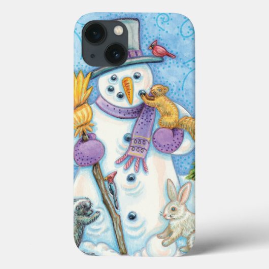 Cute Animals Building a Snowman for Kerstmis Case-Mate iPhone Case (Achterkant)