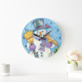 Cute Animals Building a Snowman for Kerstmis Grote Klok (Huis)